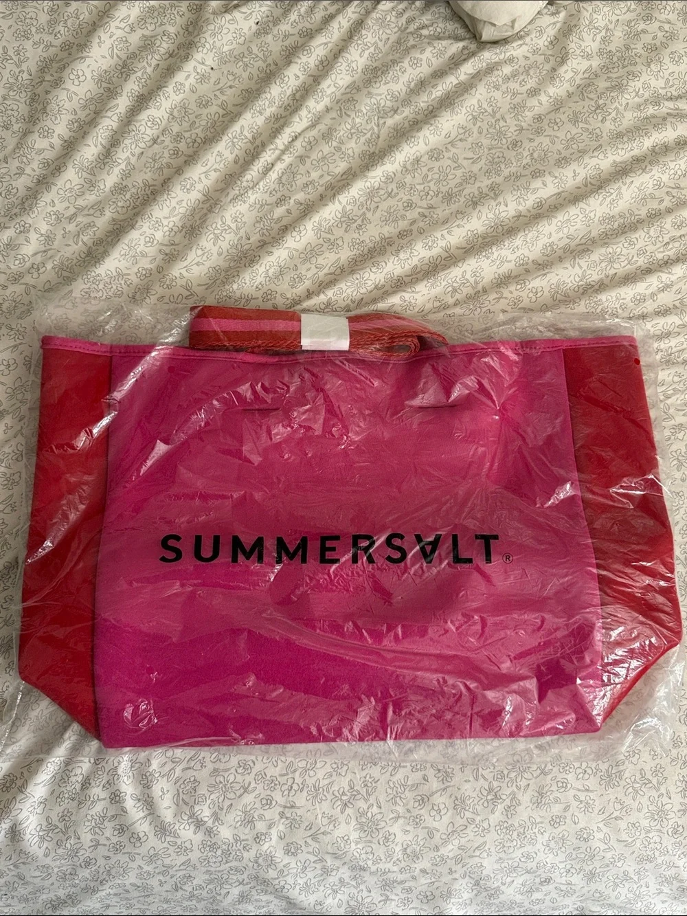 summersalt Hot Pink & Red Logo Tote